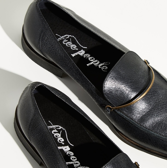 NWT Free People Glazed Black Leather Liam Loafer - Picture 2 of 4
